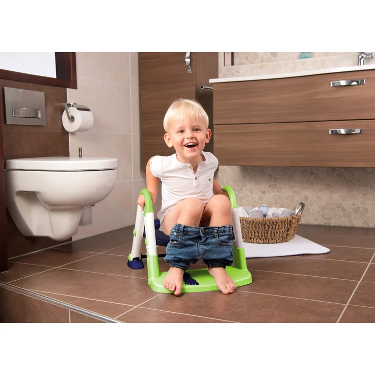 Rotho Babydesign KidsKit 3-in-1 Toilettentrainer, Ab 18-36 Monate, Aufbau-Maße zusammengeklappt: 41,5 x 25 x 67 cm (LxBxH), Weiß/Grün/Blau, 600060255 – Bild 4
