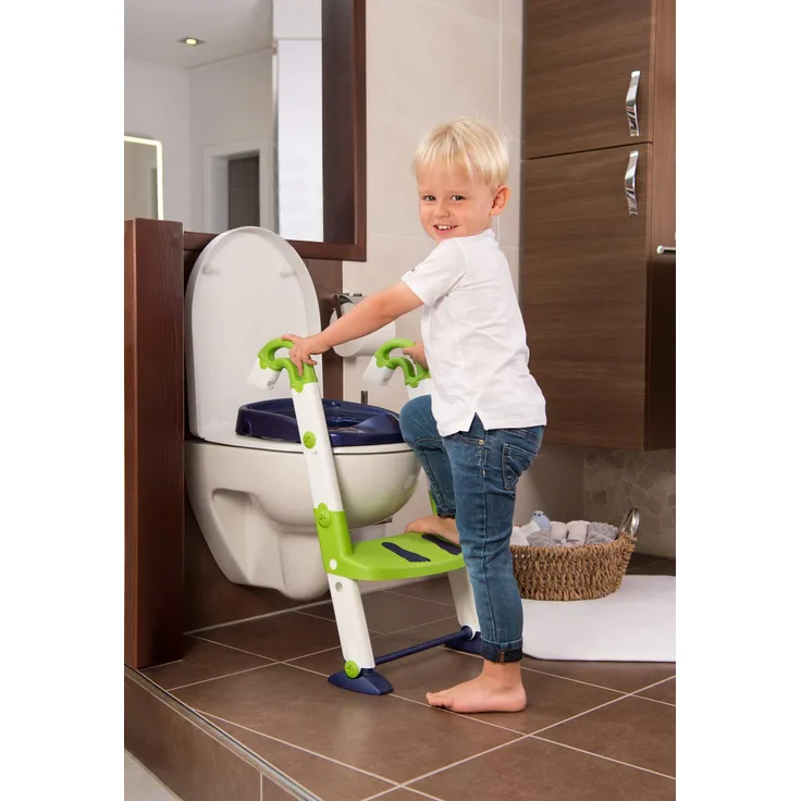 Rotho Babydesign KidsKit 3-in-1 Toilettentrainer, Ab 18-36 Monate, Aufbau-Maße zusammengeklappt: 41,5 x 25 x 67 cm (LxBxH), Weiß/Grün/Blau, 600060255