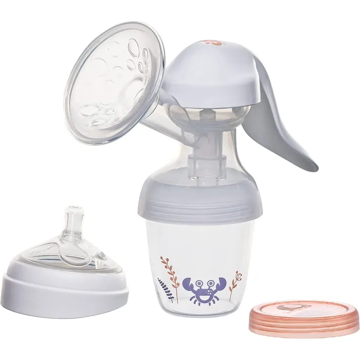 nip first moments SET Handmilchpumpe: All-in-One System,150 mL Inhalt, Brustpumpe mit zwei Pumpstufen, inkl. Flasche