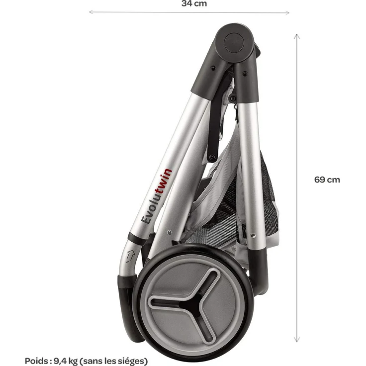 Red Castle - Kinderwagen Evolutwin, 2 Plätze, Schwarz – Bild 3