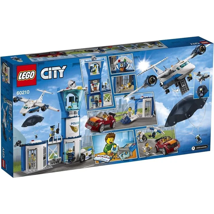 LEGO 60210 City, Polizei Fliegerstützpunkt, Flugzeug mit Fallschirmjäger plus Jetpack, Motorrad und Auto, Police Chase Bausets für Kinder – Bild 14
