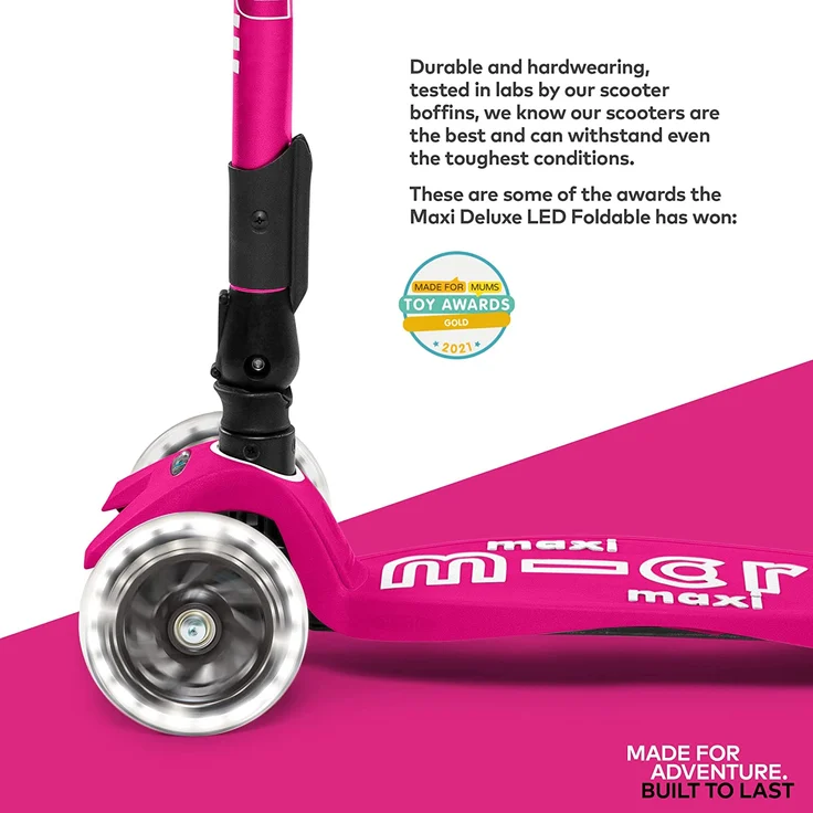 Maxi Micro Deluxe Faltbar mit LED Räder Shocking Pink – Bild 5