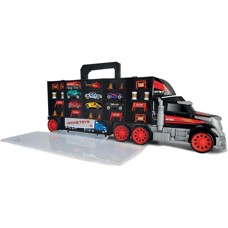 Dickie Toys 203749023 Carry Case, Truck mit Tragegriff inkl. 7 Spielzeugautos und Helikopter & Zubehör, 62 cm, ab 3 Jahren – Bild 4