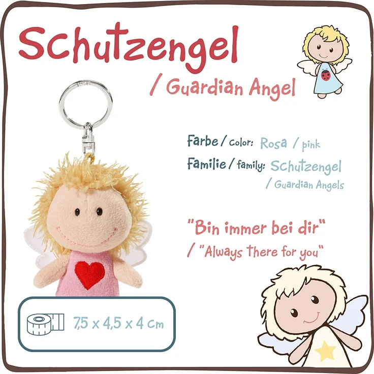 NICI Schlüsselanhänger Schutzengel „Bin immer bei dir“, Glücksbringer Engel I Schutzengel mit Herz I Engel Schlüsselanhänger für Schlüsselband, Schlüsselbund & Schlüsselkette I 34554 – Bild 3