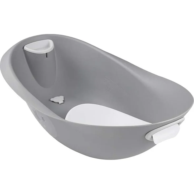 keeeper Stars Ergonomische Babywanne mit Softgriff, Stöpsel und anatomisch geformten Badesitz, Ab 0 bis ca. 6 Monate, Natalia, Grau – Bild 4