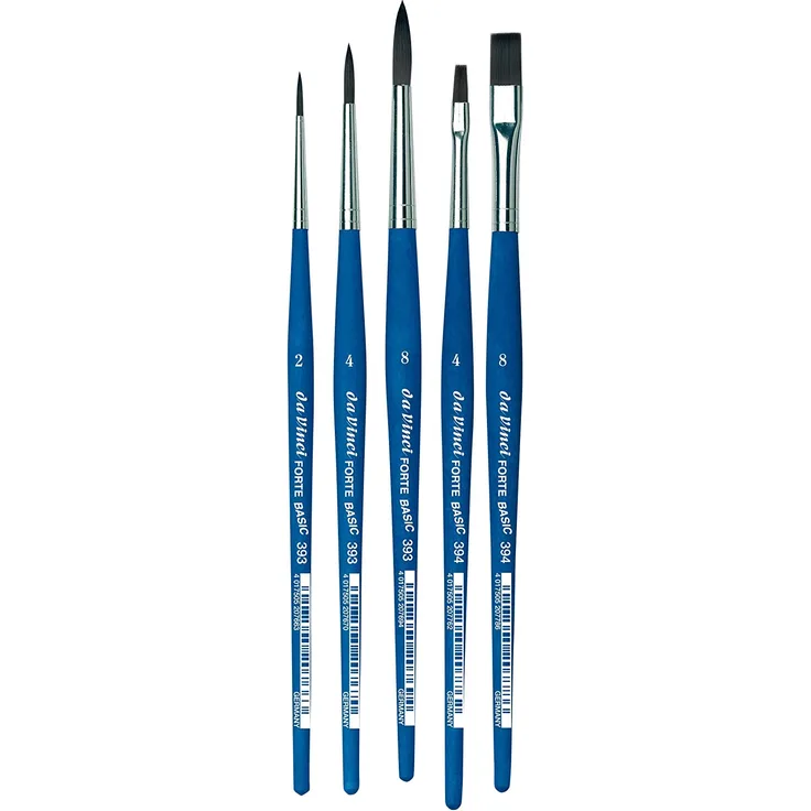 Da Vinci Pinselset mit 5 FORTE Basic rund und flach