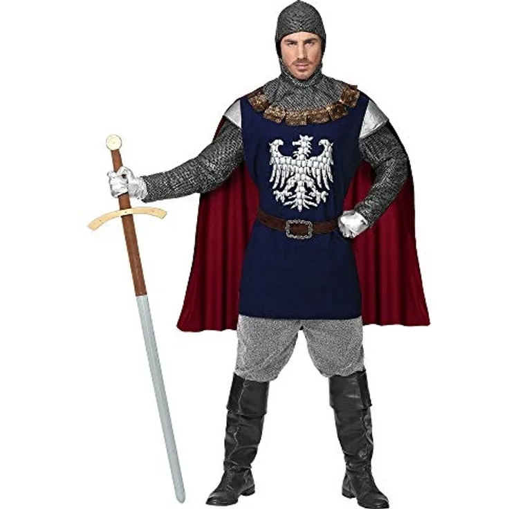 Widmann 08142 - Kostüm Ritter, Oberteil mit Umhang, Gürtel, Kapuze, Mittelalter, Karneval, Mottoparty
