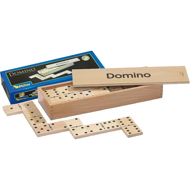 Philos 3603 - Domino, groß, in Holzkassette, Legespiel