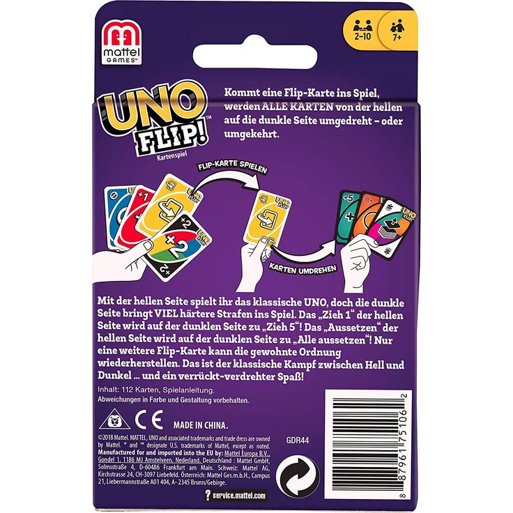 Mattel Games GDR44 'UNO FLIP' Kartenspiel, ab 7 Jahren, 2-10 Spieler – Bild 6