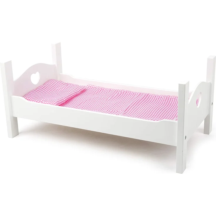 Small Foot 11212 Puppenbett aus weißem Holz, inkl. niedlicher Wäsche, Rollenspielzeug Spielzeug, Mehrfarbig – Bild 1