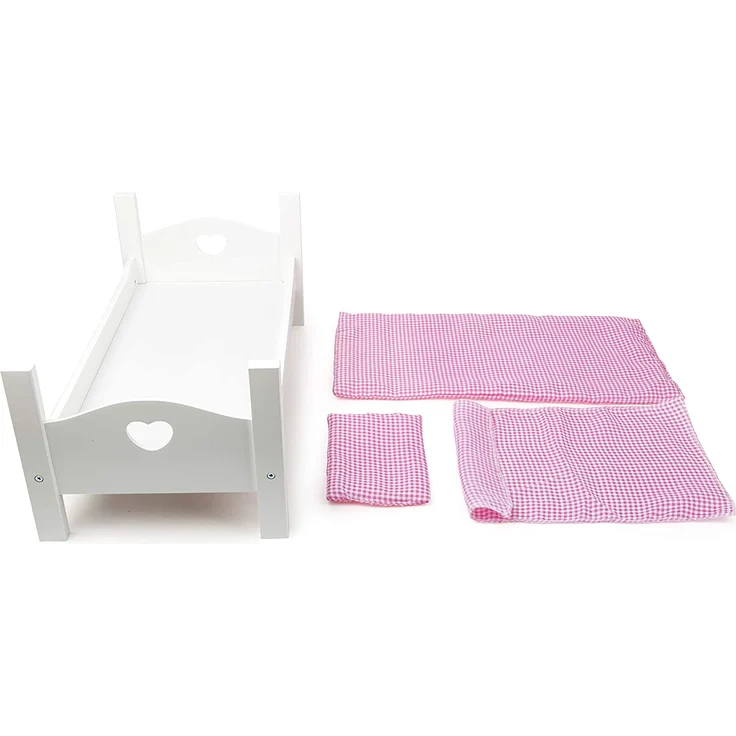 Small Foot 11212 Puppenbett aus weißem Holz, inkl. niedlicher Wäsche, Rollenspielzeug Spielzeug, Mehrfarbig – Bild 2
