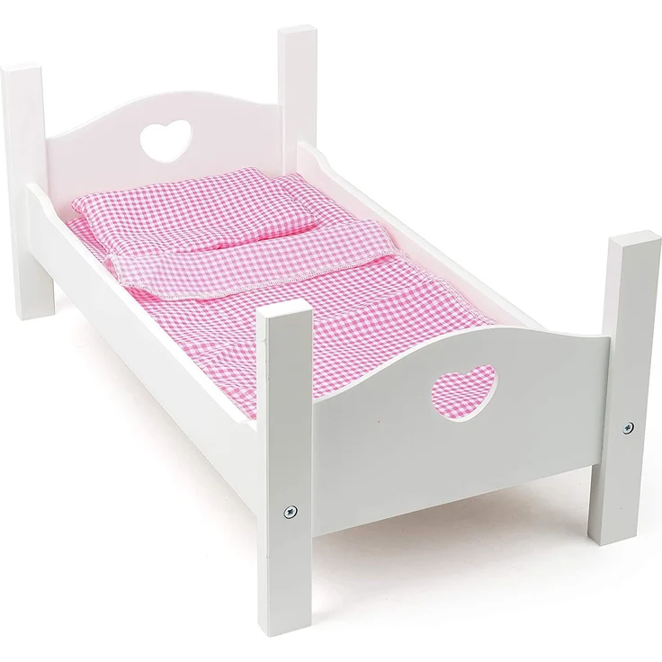 Small Foot 11212 Puppenbett aus weißem Holz, inkl. niedlicher Wäsche, Rollenspielzeug Spielzeug, Mehrfarbig – Bild 3