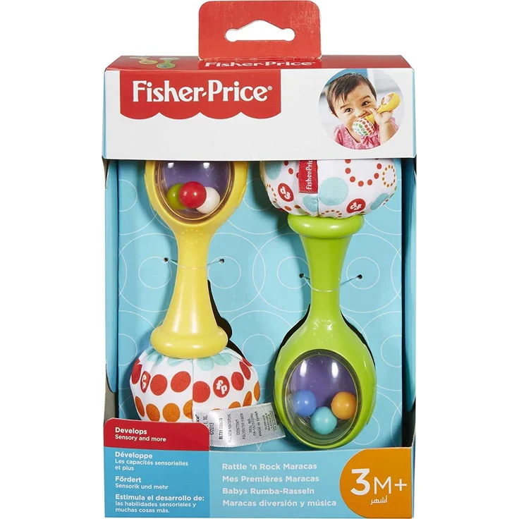 Fisher-Price BLT33 - Rumba-Rasseln mit Stoffenden, Babyspielzeug ab 3 Monaten – Bild 4