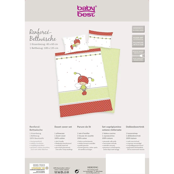 Herding Lara Käferchen Baby Bettwäsche 100 x 135 cm – Bild 6