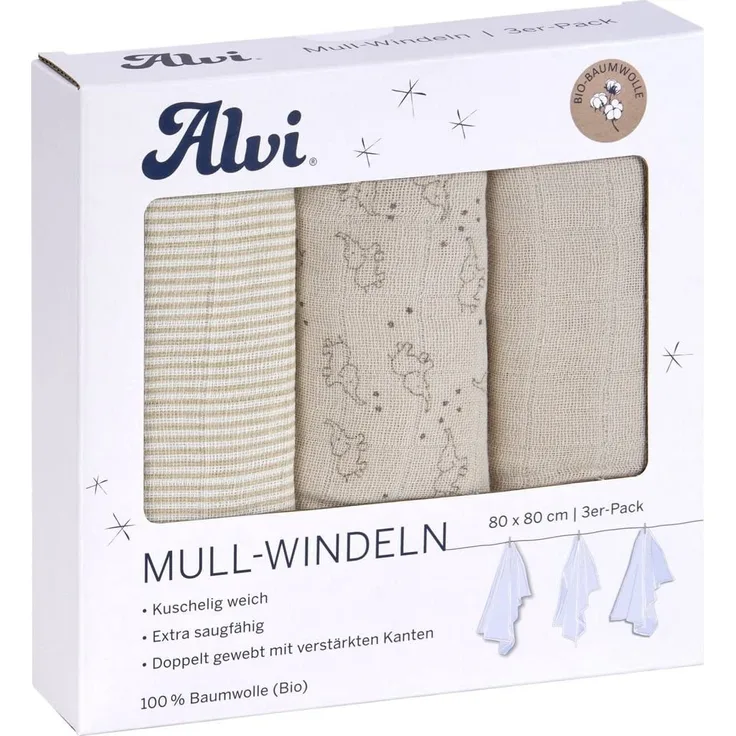 Alvi Mull-Windeln Starfant 3 Stk. 80x80cm