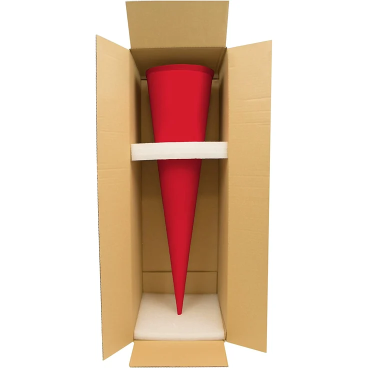 itenga Bastelschultüte 70cm rund Schultütenrohling mit Filzverschluss (Rot mit Filzverschluss) – Bild 2