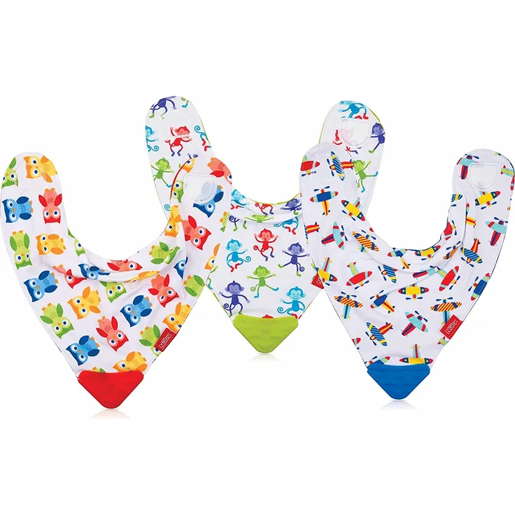 Nuby ID4290 Bandana Lätzchen mit Beißring, Sortiert