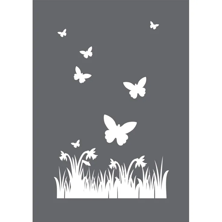 Rayher 45123000 Schablone Frühling, Format DIN A5, mit Rakel, sie bdruck-Schablone, Malschablone, selbstklebend