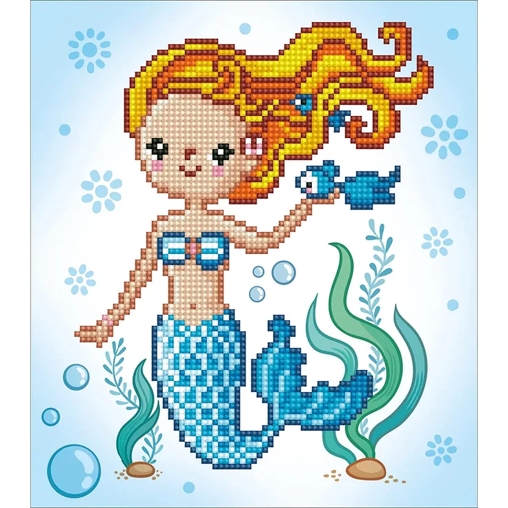 Pracht Creatives Hobby DD3-022 Diamond Dotz Süße Meerjungfrau, funkelndes Diamantenbild zum Selbstgestalten, ca. 23 x 25 cm groß, Malen mit Diamanten, Neuer und kreativer Basteltrend, bunt