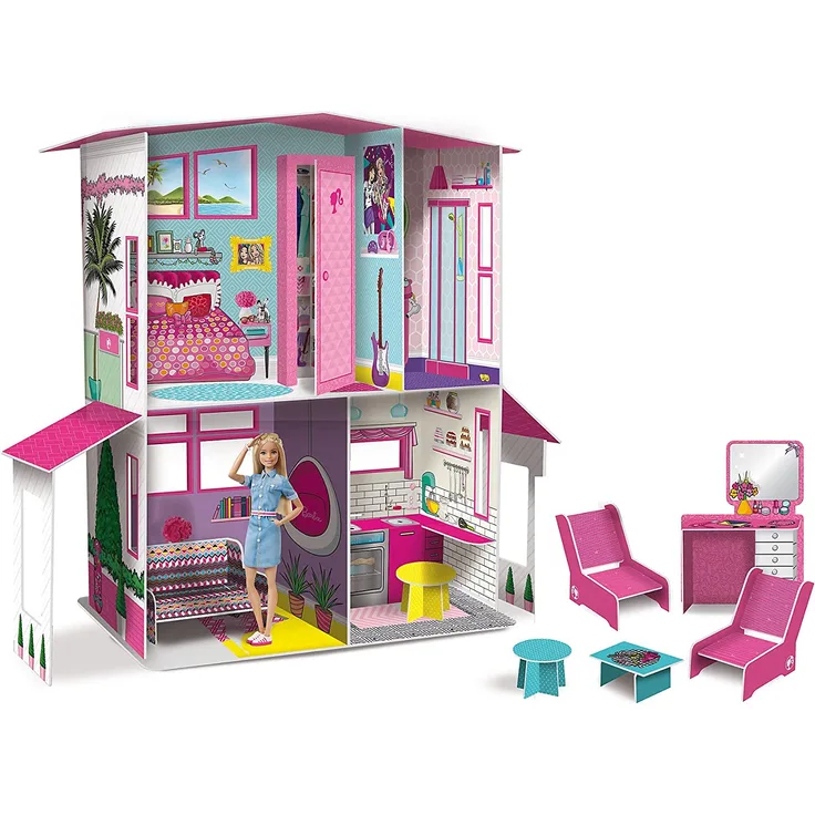 Lisciani 68265 Barbie DREAMHOUSE Puppenhaus, selbstmachende, Personalisierbar