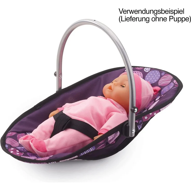 Bayer Design 63694AB, Puppenzubehör, Puppenhochstuhl, Puppenwiege, Babytrage für Puppen, inkl. Schultertasche und Plastikaccessoires, Pflaume - Preisvergleich – Bild 6
