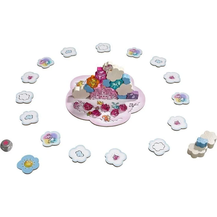 HABA 304539 - Einhorn Glitzerglück - Wolkenstapelei, kooperatives Stapelspiel mit Einhörnern und Wolken aus Holz, Spiel ab 4 Jahren – Bild 5