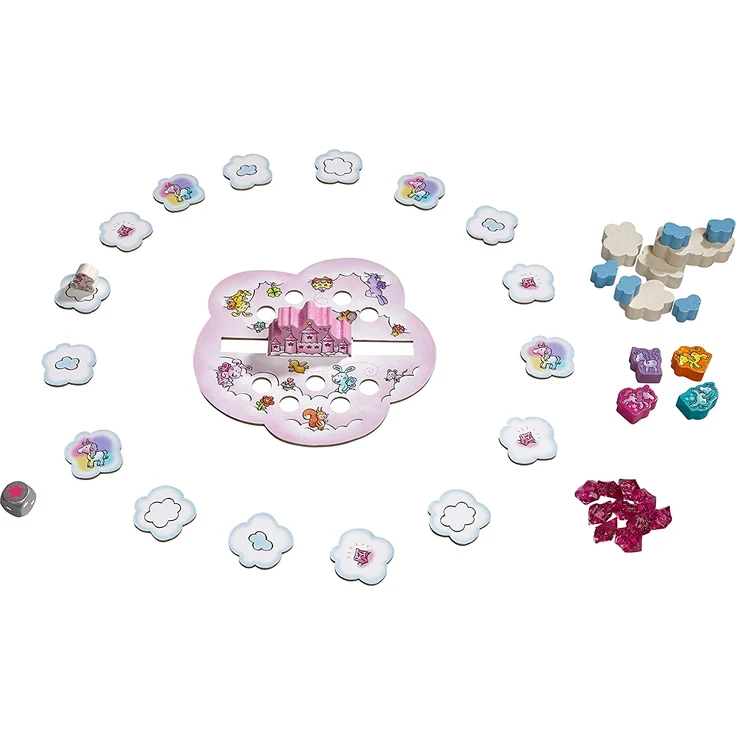 HABA 304539 - Einhorn Glitzerglück - Wolkenstapelei, kooperatives Stapelspiel mit Einhörnern und Wolken aus Holz, Spiel ab 4 Jahren – Bild 2