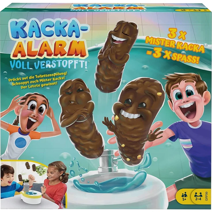 Mattel Games GRF99 - Kacka-Alarm Voll Verstopft! lustiges Kinderspiel und Partyspiel ab 5 Jahren – Bild 1