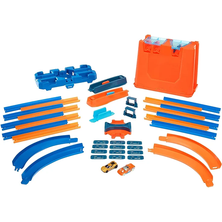 Hot Wheels GGP93 - Track Builder Mega Stunt Box mit Tracksets und Zubehör inkl. 2 Autos, Jungen Spielzeug ab 6 Jahren - Preisvergleich – Bild 2