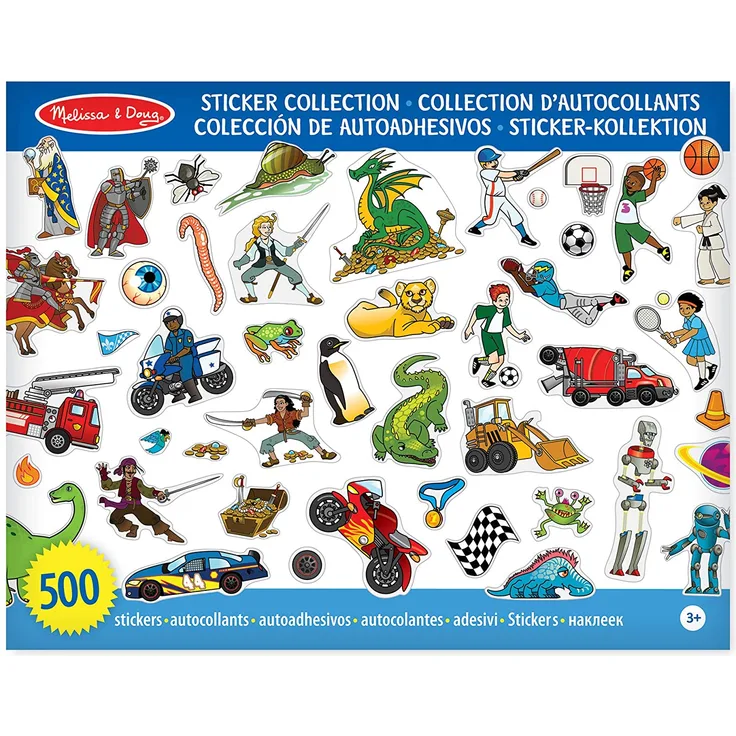 Melissa & Doug 14246 Aufklebersammelbuch, Kunsthandwerk, Dinosaurier, Fahrzeuge, Weltall und mehr, 500 Aufkleber, verschiedene Farben, hellgrün
