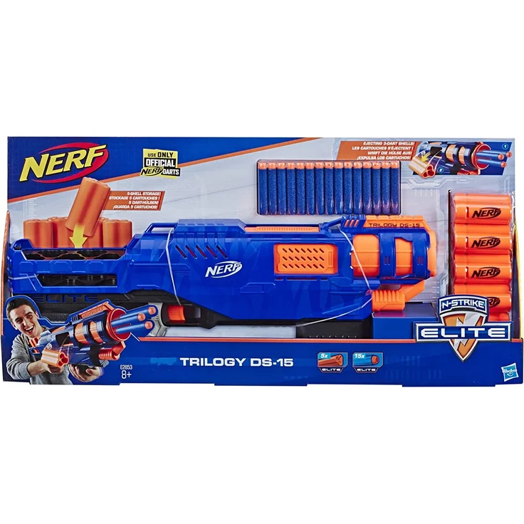 Nerf 'N-Strike Elite Trilogy' Blaster, ab 8 Jahren, mit 15 Nerf Elite Darts und 5 Hülsen – Bild 2