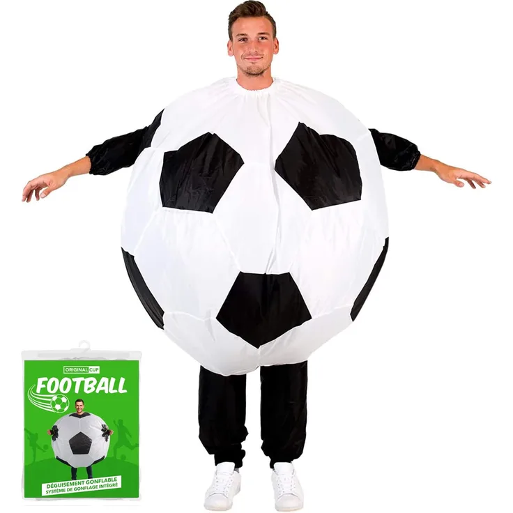 Aufblasbares Kostüm Fußball Soccer | Ausgefallenes Auflbaskostüm | Premium Qualität | Größe Erwachsene | Polyester | Angenehm tragbar | Resistent | Mit Aufblassystem | OriginalCup®