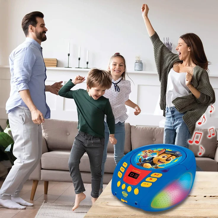 Lexibook RCD109PA Paw Patrol-Bluetooth-CD-Player für Kinder-Tragbar, Lichteffekte, Mikrofonbuchse, Aux-In, Akku oder Netz, Mädchen, Jungen, Blau/Rot – Bild 9
