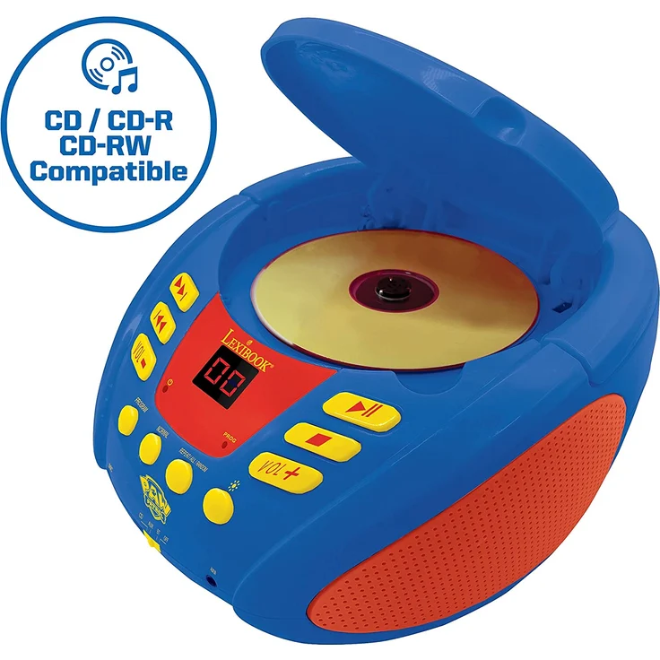 Lexibook RCD109PA Paw Patrol-Bluetooth-CD-Player für Kinder-Tragbar, Lichteffekte, Mikrofonbuchse, Aux-In, Akku oder Netz, Mädchen, Jungen, Blau/Rot – Bild 2