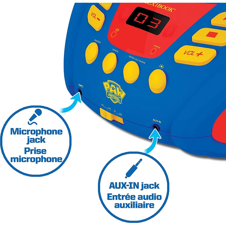 Lexibook RCD109PA Paw Patrol-Bluetooth-CD-Player für Kinder-Tragbar, Lichteffekte, Mikrofonbuchse, Aux-In, Akku oder Netz, Mädchen, Jungen, Blau/Rot – Bild 4