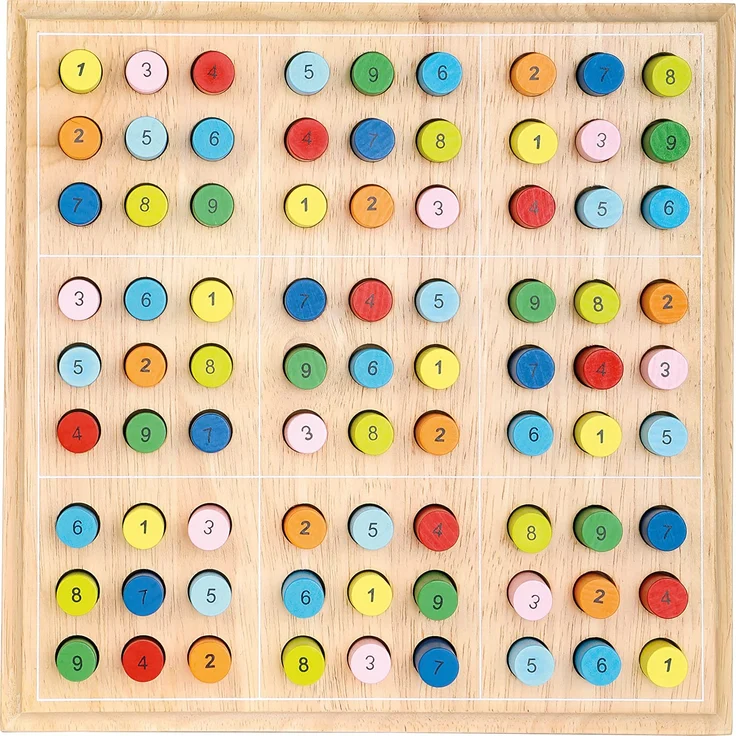 small foot 2489 Sudoku bunt für Kinder aus Holz, Gesellschaftsspiel ab 6 Jahre, One Colour – Bild 1