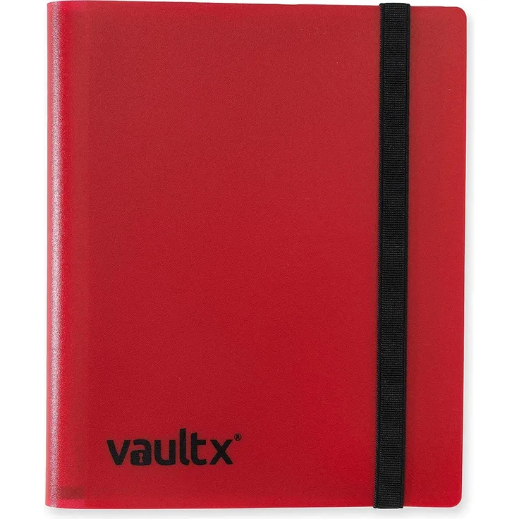 Vault X ® Sammelkarten-Album - 4 Fächer Sammelkarten Trading Cards Mappe - 160 Fächer mit Seitenöffnung für Spielkarten zum sammeln und tauschen (Rot)