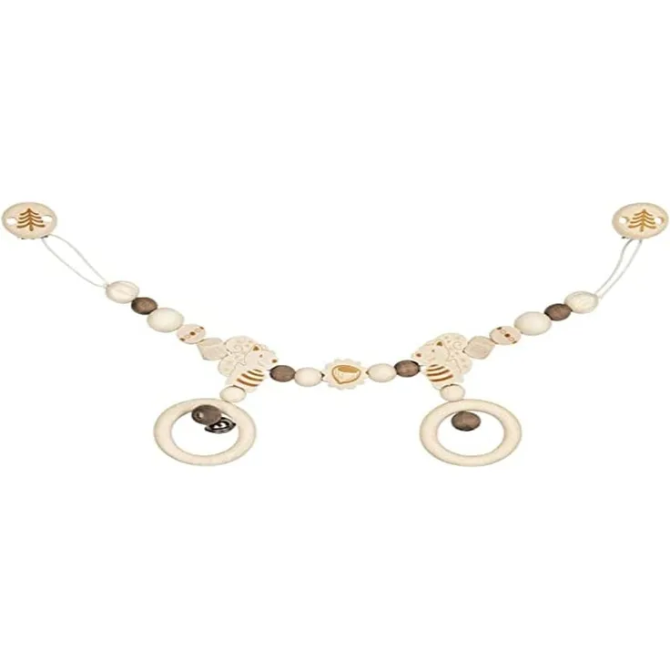 HEIMESS 765070 - Kinderwagenkette, Eichhörnchen mit Clips, natur, Holz