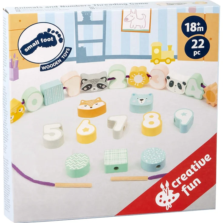small foot 11475 Fädelspiel "Tiere und Zahlen" aus Holz, Fädelspiel und Motorikübung in einem, ab 3 Jahren – Bild 4