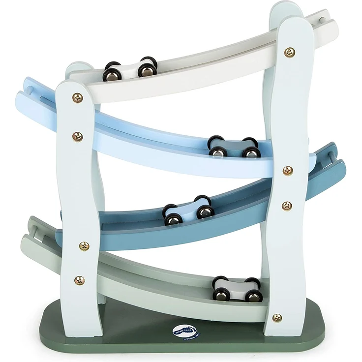 small foot 11651 - Rennbahn Blaues Wunder, inkl. 4 Autos, Holz, 5-teilig – Bild 1