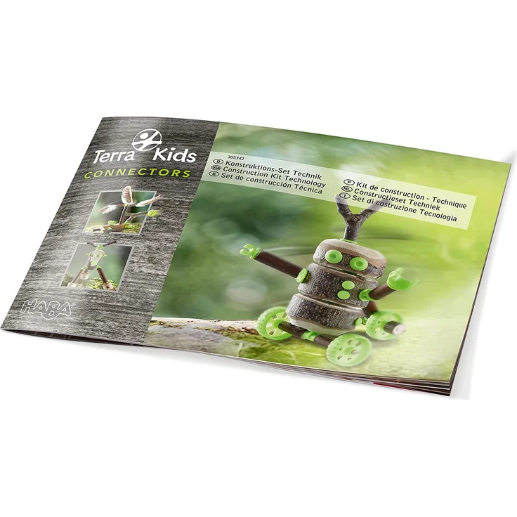 HABA 305342 - Terra Kids Connectors - Konstruktions-Set Technik, Kinder-Bastelset für bewegliche Konstruktionen, Verbinder aus Kunststoff für Holz und Kork, mit Handbohrer und Anleitung – Bild 6