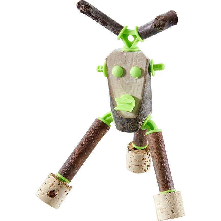 HABA 305342 - Terra Kids Connectors - Konstruktions-Set Technik, Kinder-Bastelset für bewegliche Konstruktionen, Verbinder aus Kunststoff für Holz und Kork, mit Handbohrer und Anleitung – Bild 3