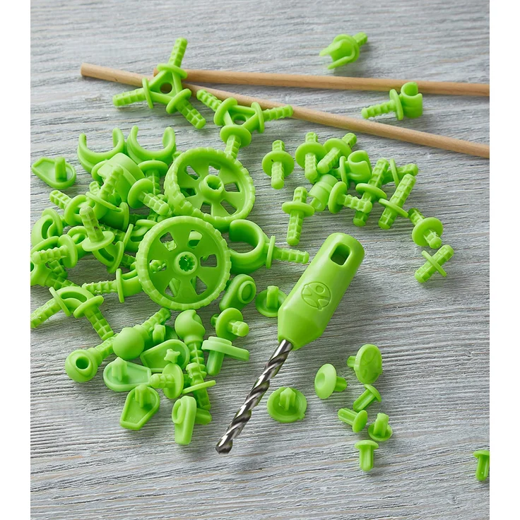 HABA 305342 - Terra Kids Connectors - Konstruktions-Set Technik, Kinder-Bastelset für bewegliche Konstruktionen, Verbinder aus Kunststoff für Holz und Kork, mit Handbohrer und Anleitung – Bild 7