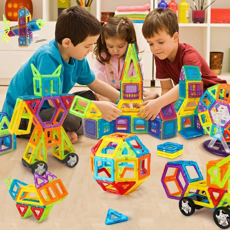 theefun Magnetische Bausteine, 100 Teile Magnetbausteine Magnetspielzeug Magnet Spielzeug Magnetspiele für Kinder Geschenk Magnetic Bauklötze Spielzeug ab 2 3 4 5 6 7 Jahre Junge - Preisvergleich – Bild 6