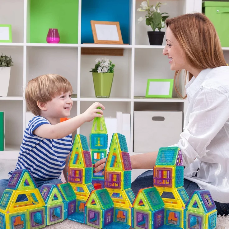 theefun Magnetische Bausteine, 100 Teile Magnetbausteine Magnetspielzeug Magnet Spielzeug Magnetspiele für Kinder Geschenk Magnetic Bauklötze Spielzeug ab 2 3 4 5 6 7 Jahre Junge - Preisvergleich – Bild 7