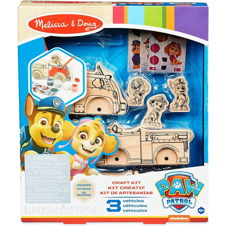 Melissa & Doug 33266 Paw Patrol Holz-Bastelset – Fahrzeuge, Mehrfarbig