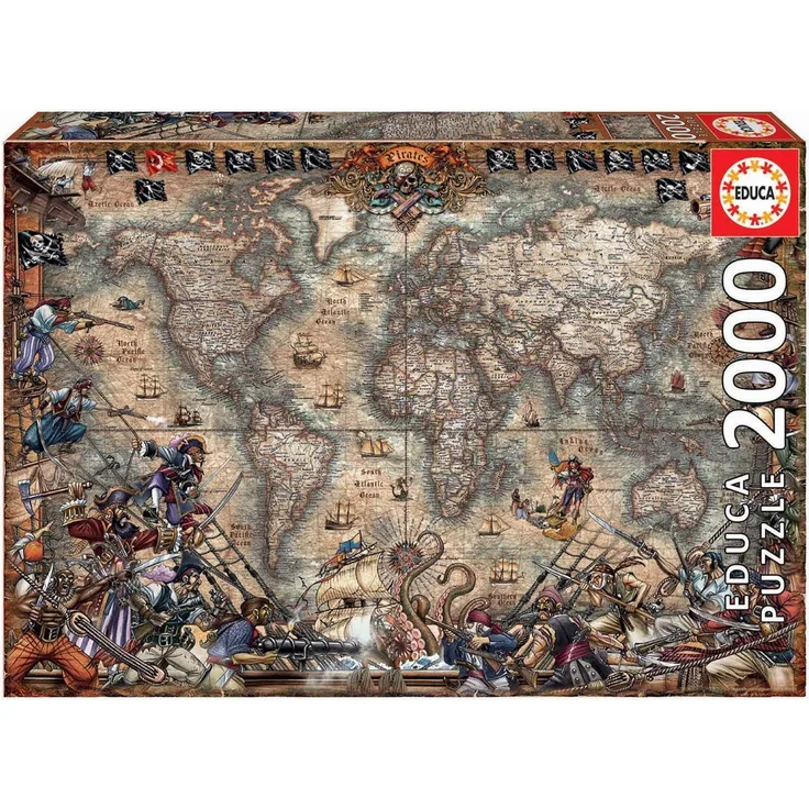 Educa Borras -Piratenkarte Puzzle, 2000 Teile (18008)