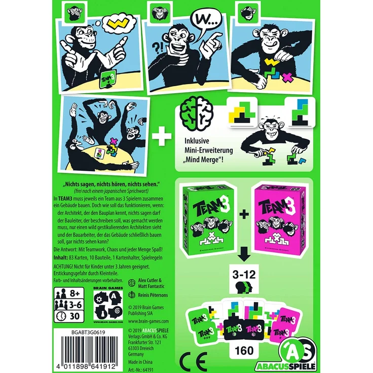 Abacusspiele GmbH ABA64191 TEAM3 grün Familienspiel, Stapelspiel, Black – Bild 2