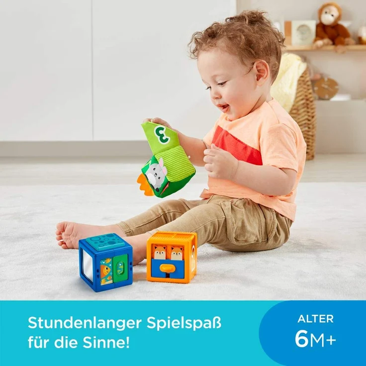 Fisher-Price GJW13 - Babys bunte Tierbausteine, 3 bunte Spielzeuge für Babys ab 6 Monaten – Bild 2