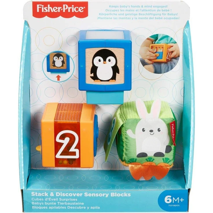 Fisher-Price GJW13 - Babys bunte Tierbausteine, 3 bunte Spielzeuge für Babys ab 6 Monaten – Bild 6